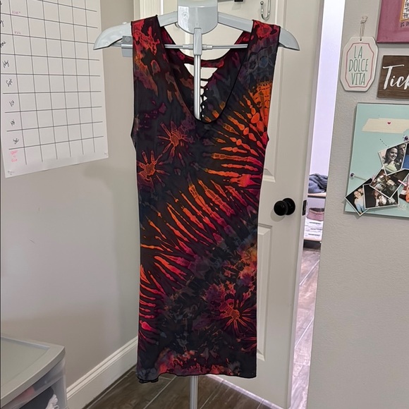 Kathmandu Red and Orange Bodycon Mini Dress - Picture 1 of 8